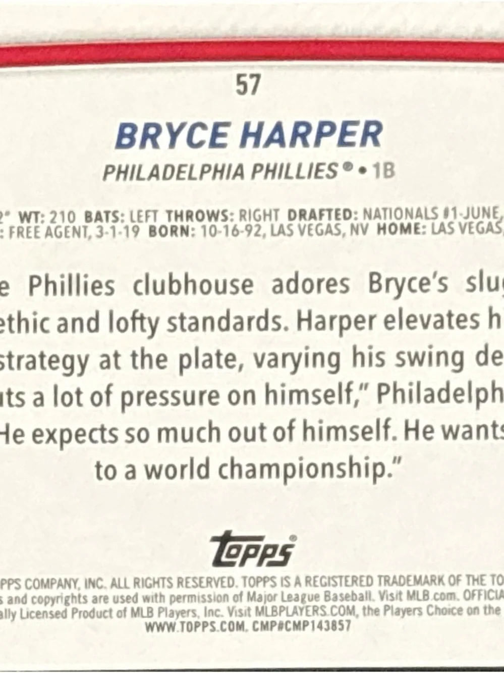 Topps Bryce Harper Baseball Card